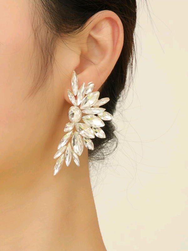 حلق فصوص النصف وردة (WE53) Rhinestones half flower earring  Image 2 Preview