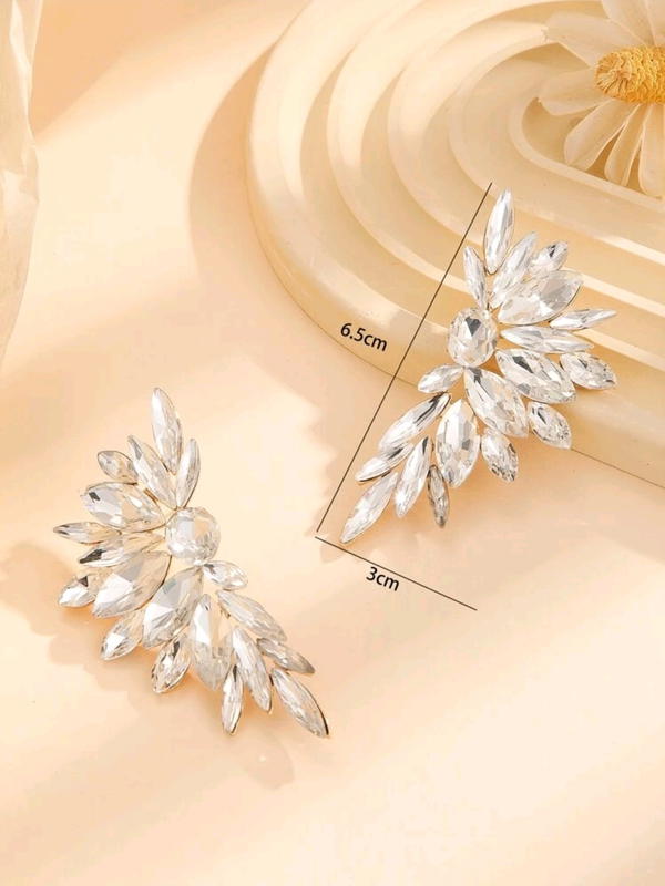 حلق فصوص النصف وردة (WE53) Rhinestones half flower earring  Image 3 Preview