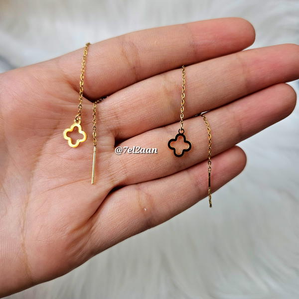 حلق وردة مفرغ (E42) Golden flower shape earring Image 3 Preview