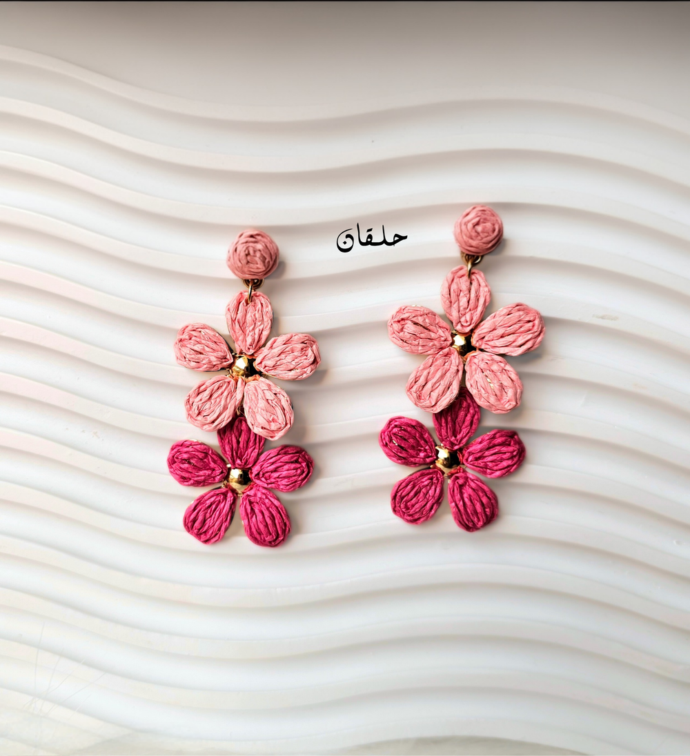 حلق ورود بالوان متدرجة (E94,95) gradient flower earring  Preview Image