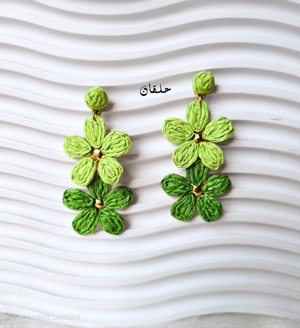 حلق ورود بالوان متدرجة (E94,95) gradient flower earring  Image 2 Preview