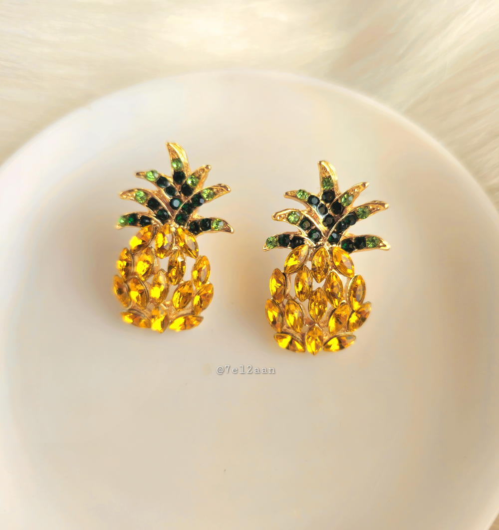Pineapple zircon Earring (E90) حلق الأنانس بفصوص الزيركون Preview Image