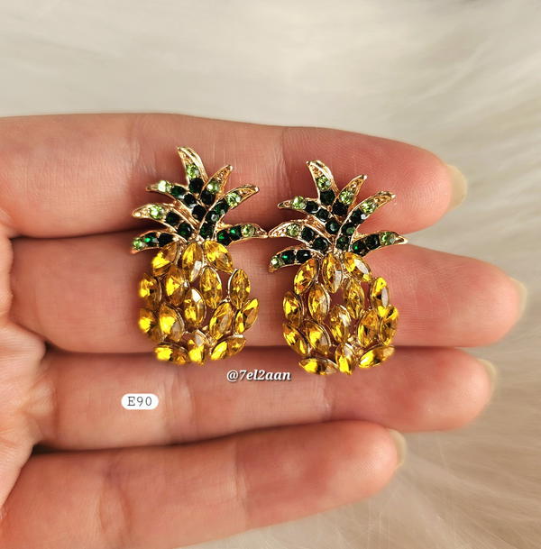Pineapple zircon Earring (E90) حلق الأنانس بفصوص الزيركون Image 2 Preview