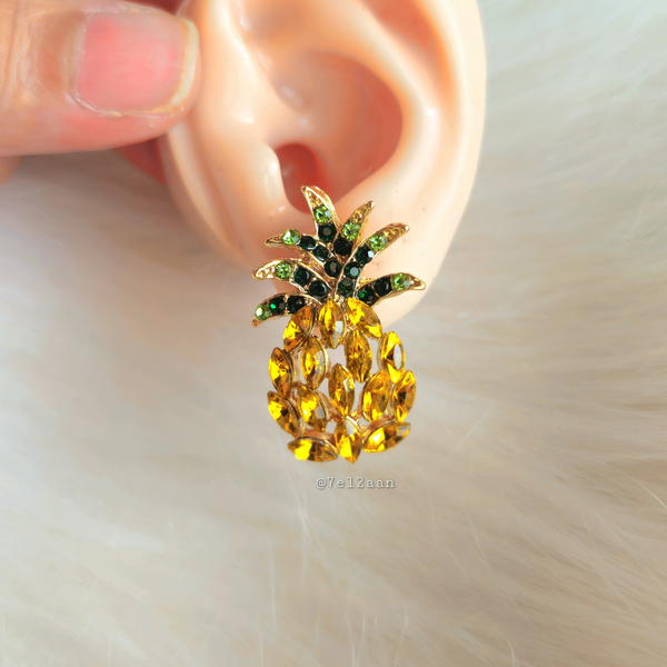Pineapple zircon Earring (E90) حلق الأنانس بفصوص الزيركون Image 3 Preview