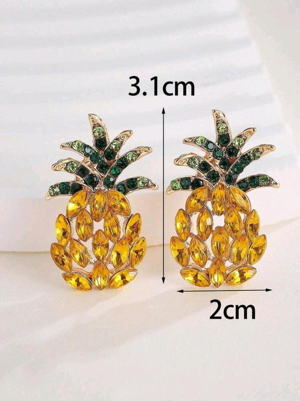 Pineapple zircon Earring (E90) حلق الأنانس بفصوص الزيركون Image 4 Preview