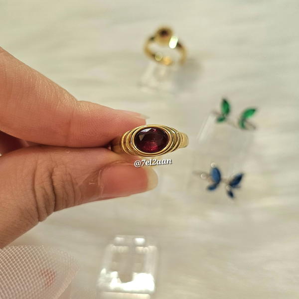 خاتم انيق بفص احمر داكن(R16) Royal red stone ring Image 1 Preview