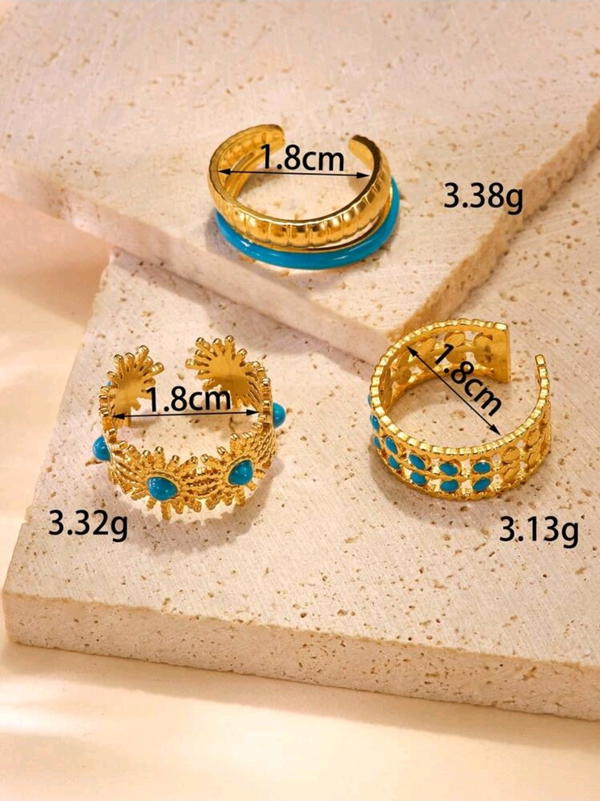Blue different shapes rings (R22,23,24) خواتم اشكال مختلفة زرقاء Image 1 Preview
