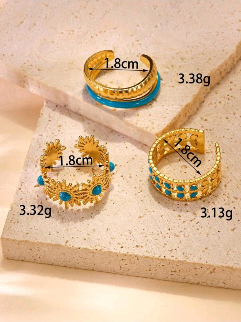 Blue different shapes rings (R22,23,24) خواتم اشكال مختلفة زرقاء Preview Image