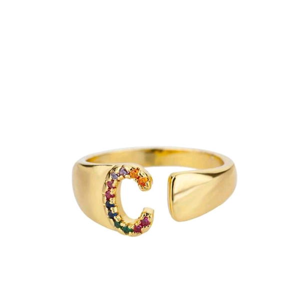 Colourful zircon Letters (R28:R37) حلقان احرف زيركون  Image 2 Preview