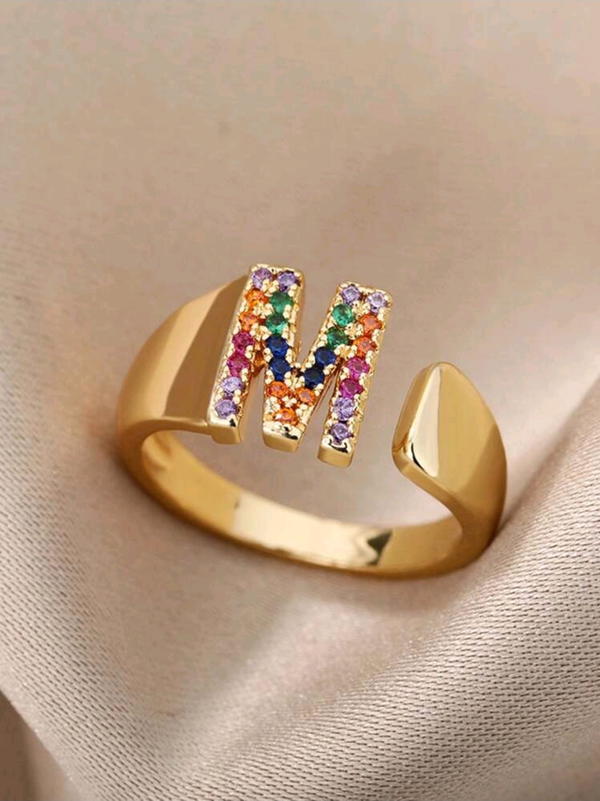 Colourful zircon Letters (R28:R37) حلقان احرف زيركون  Image 8 Preview