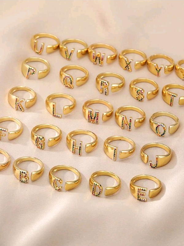 Colourful zircon Letters (R28:R37) حلقان احرف زيركون  Image 10 Preview