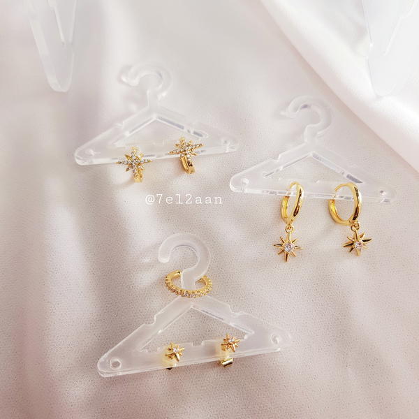 Stars earrings (E49,50,51) حلقان النجوم Image 2 Preview