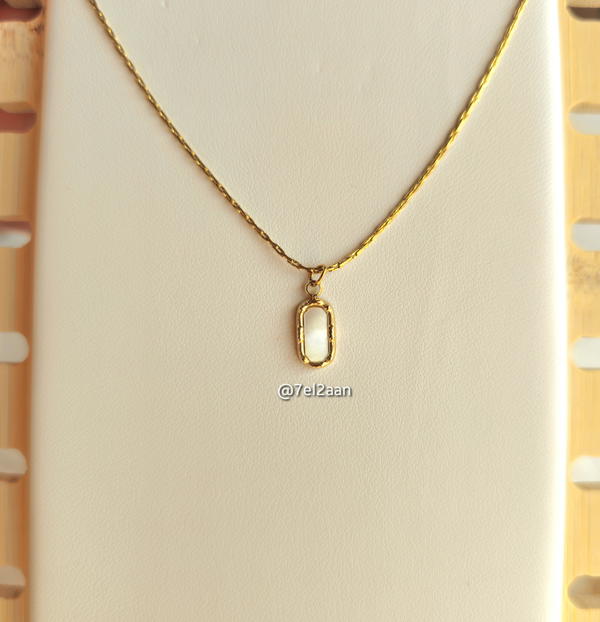 white marble necklace (N21)سلسلة بدلاية رخامية بيضاء  Image 2 Preview