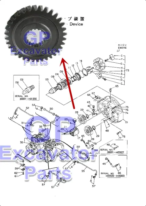 3034465-محرك التروس  يناسب مضخة هيتاشي EX200 HPV116، وجون دير Image 4 Preview