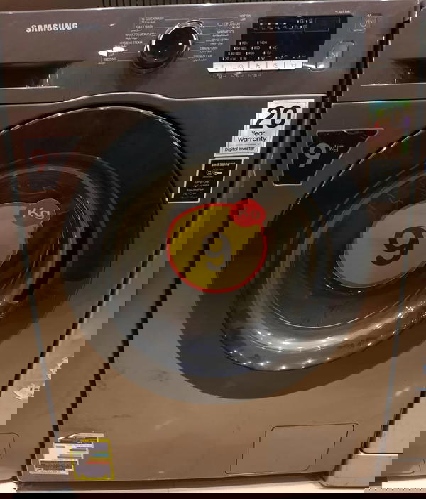 غسالة ملابس اوتوماتيك سامسونج، 9 كيلو، بموتور انفرتر، شاشة ديجيتال، 1400 لفة، WW90T4040CX1 - فضي داكن-فرز تغليف بسبب الكرتونة  Image 5 Preview