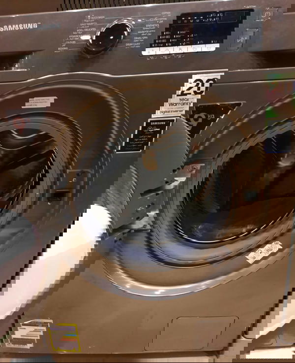غسالة ملابس اوتوماتيك سامسونج، 9 كيلو، بموتور انفرتر، شاشة ديجيتال، 1400 لفة، WW90T4040CX1 - فضي داكن-فرز تغليف بسبب الكرتونة  Image 6 Preview