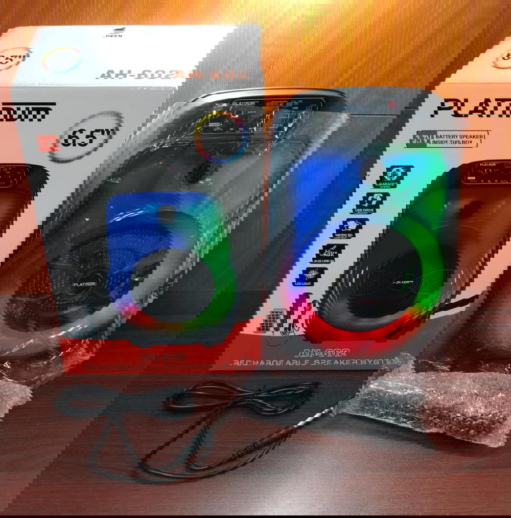 اسبيكر بلوتوث شحن 6.5 بوصه مضئ ضمان Platinum Ah602 Preview Image
