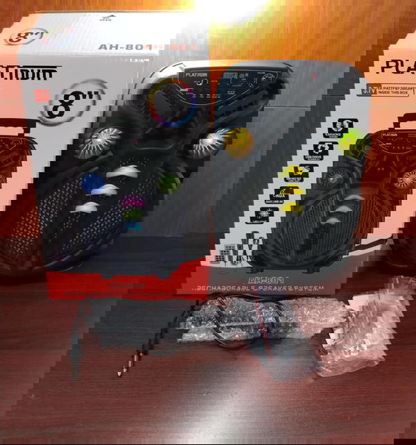 اسبيكر بلوتوث شحن 8 بوصه مضئ ضمان Platinum Ah801 Image 1 Preview