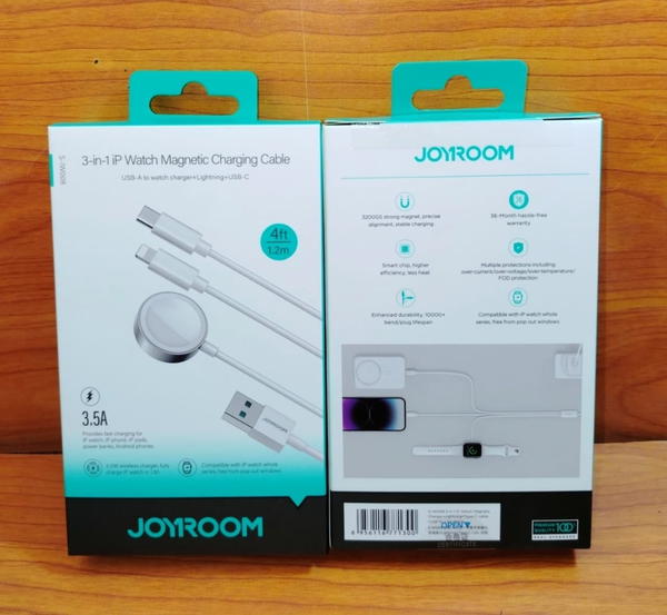 كابل 3*1 (تايب سي+ آيفون+شاحن ساعه) 3.5 امبير ضمان JOYROOM iw008 Image 1 Preview