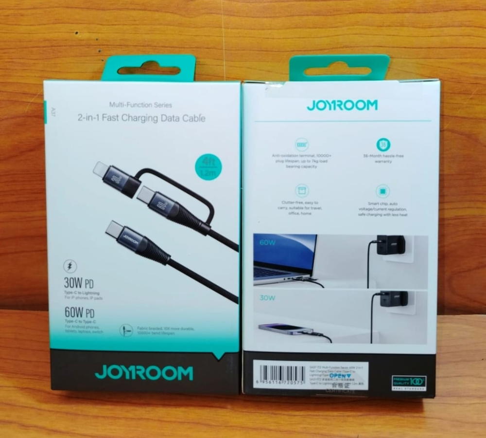 كابل 2*1 تايب سي 60 وات PD ضمان JOYROOM A37 Preview Image