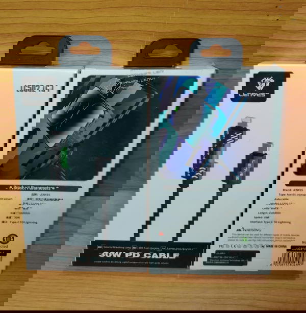 كابل تايب سي ايفون 30 وات شيلد مضئ ضمان LENYES lc502 Image 1 Preview
