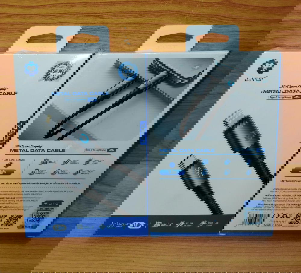 كابل تايب سي ايفون 30 وات شيلد مضئ ضمان LITO ld10cl Preview Image