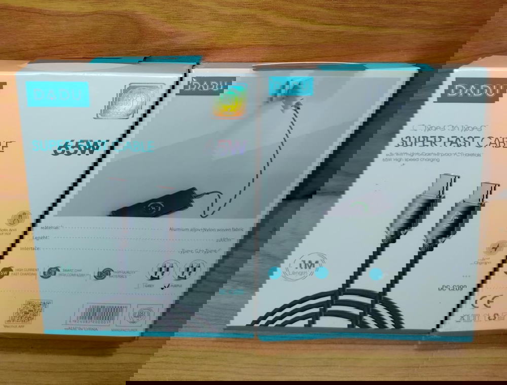 كابل تايب سي طرفين 65 وات ضمان DADU c209 Preview Image
