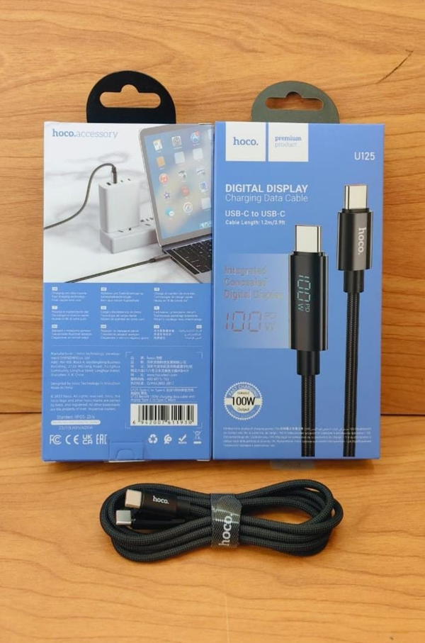 كابل تايب سي طرفين شيلد عداد 100 وات ضمان hoco U125 Image 1 Preview