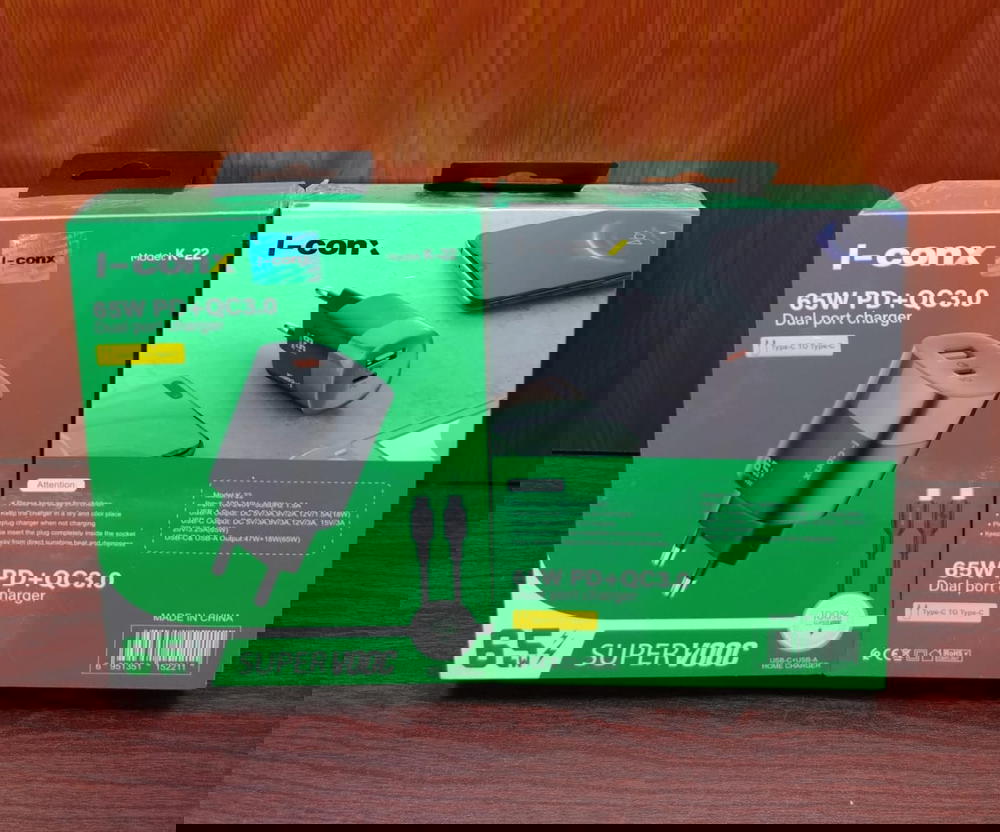 شاحن تايب سي 65 وات 2 مخرج PD ضمان I-conx k-22 Preview Image