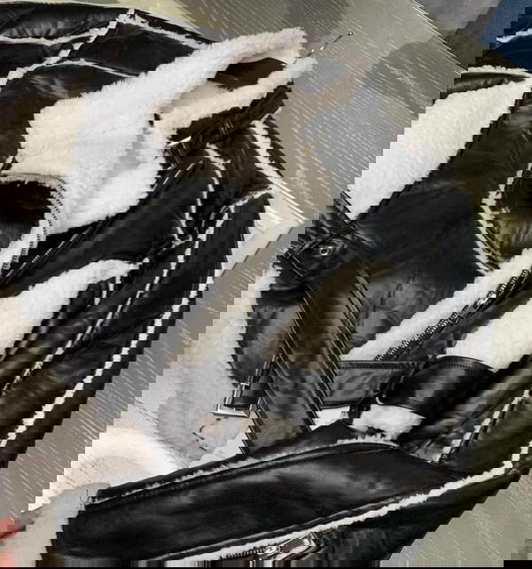 Leather jacket with fur Image 1 Preview