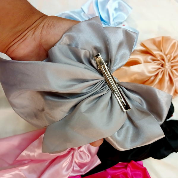  Hair Tie / Trendy soft Satin Bow بنسة فيونكة ستان   Image 2 Preview