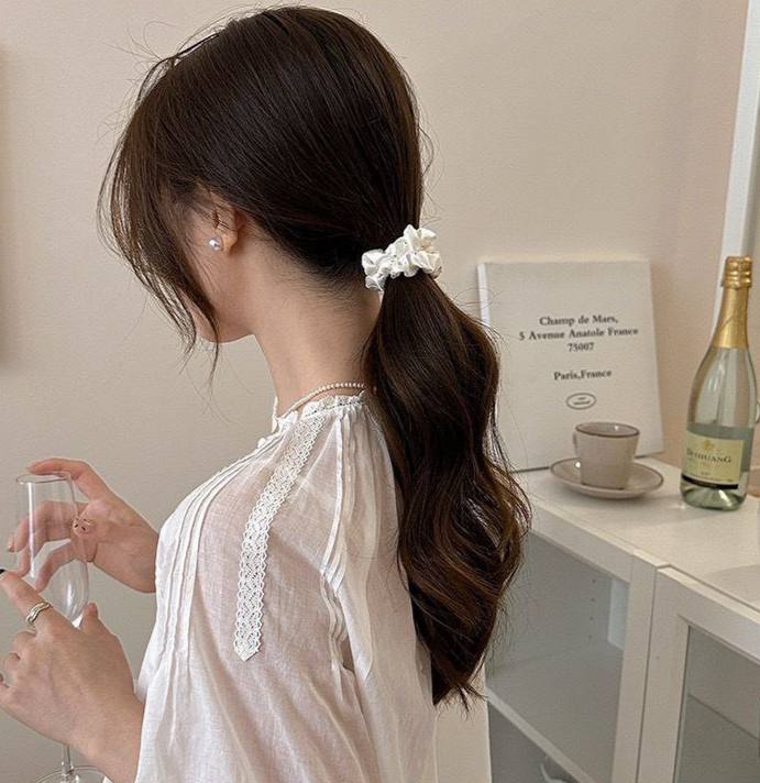 Hair Tie / Basic White Satin x2 Preview Image