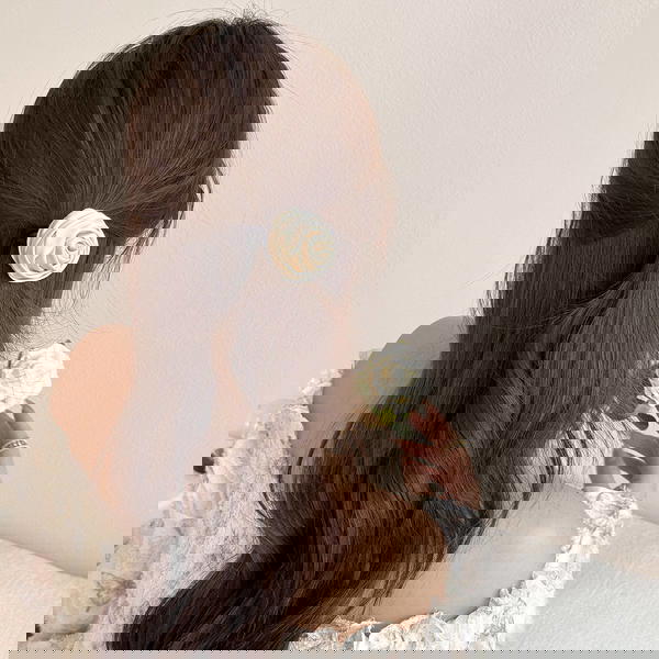 Hair Tie / Chic Flower Tie استك وردة ستان شيك  Image 2 Preview