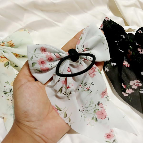 Hair Tie / Flowery Bow Ties فيونكة مشجر استك Image 3 Preview