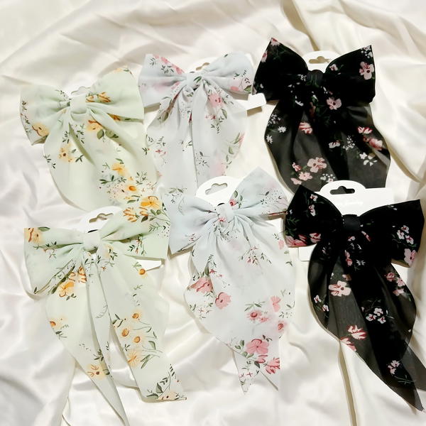 Hair Tie / Flowery Bow Ties فيونكة مشجر استك Image 4 Preview