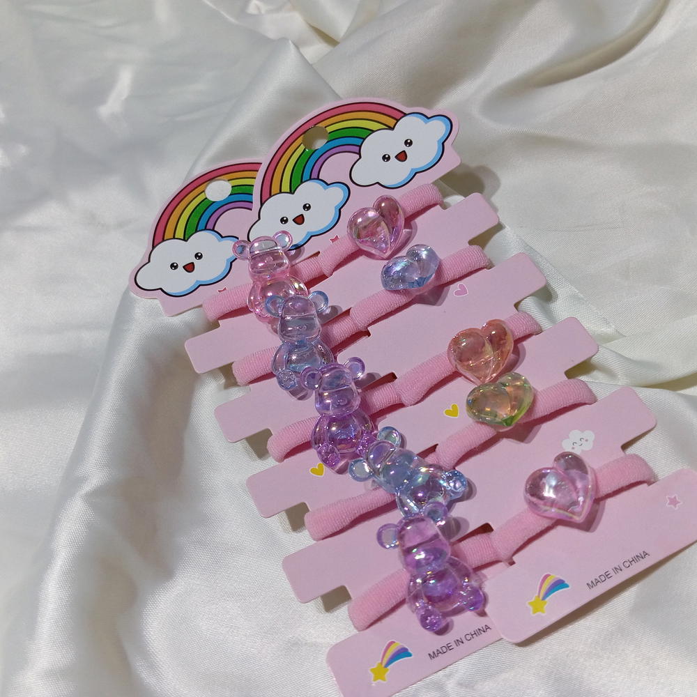 Hair tie/ 5 mini hearts and bears tie Preview Image