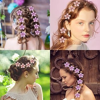 Hair Clips / Flower Mini Clips (4 pcs)توك شعر ورد صغيرة (٤ قطع) Image 2 Preview