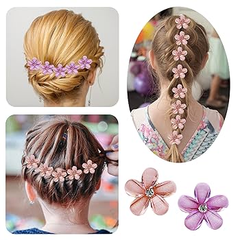 Hair Clips / Flower Mini Clips (4 pcs)توك شعر ورد صغيرة (٤ قطع) Image 3 Preview