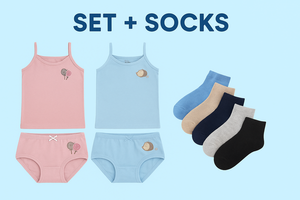 Make Your Set / عدد  ١طقم داخلي بناتي او ولادي + باكت ٣ شراب  Image 1 Preview