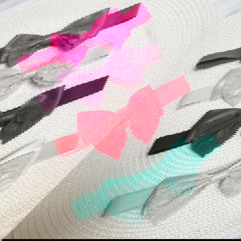 baby headband/ dantel bow headband سورتت فيونكة دانتيل Preview Image
