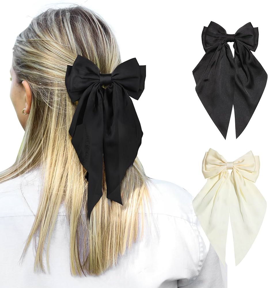 hair pin/ bow Hair pin satin medium length بنسة فيونكة ساتان طولها متوسط Preview Image
