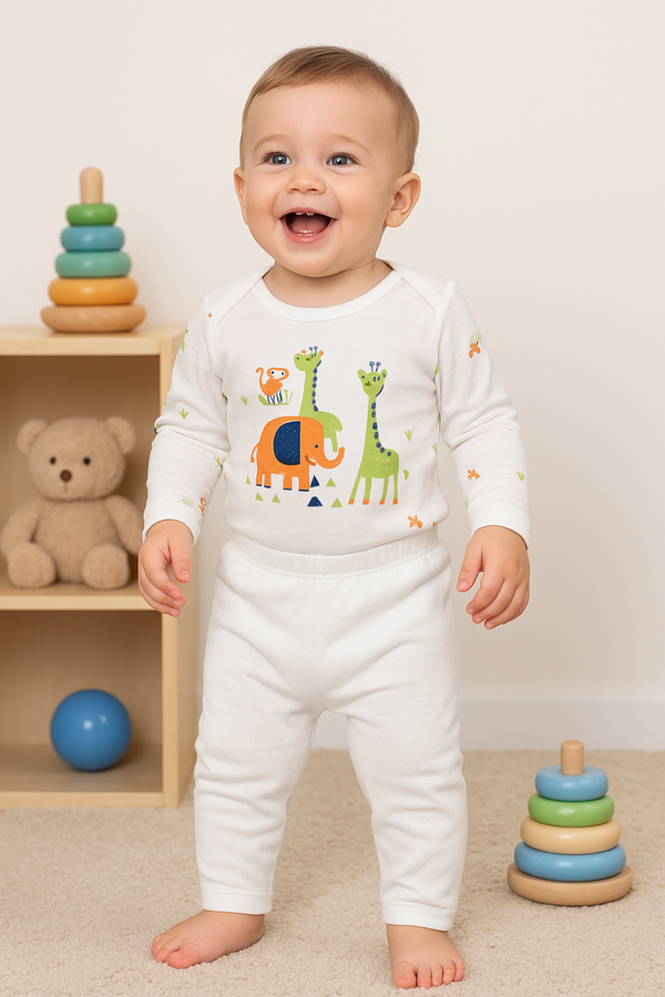 Kids Wear / Karamish 12_18 Month BodySuit سالوبيت داخلي كم مطبوع سنة لسنه ونص Image 2 Preview