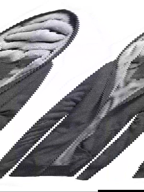  جاكت سويتشرت معالج ضد الوبره والانكماش مبطن فرو  Image 1 Preview