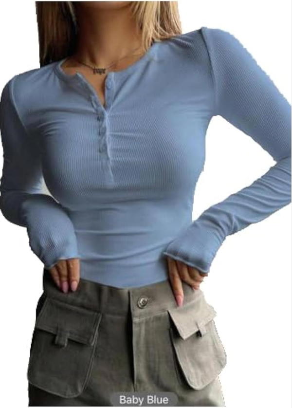  Women's Ribbed Button sleeve tshirt  Image 3 Preview