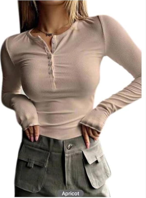  Women's Ribbed Button sleeve tshirt  Image 7 Preview