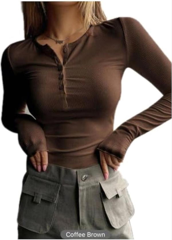  Women's Ribbed Button sleeve tshirt  Image 8 Preview