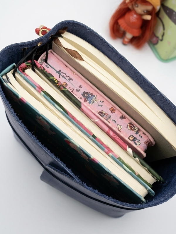 Navy blue leather Journal cover Image 4 Preview