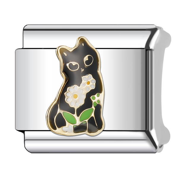 black cat holding flowers  Image 1 Preview