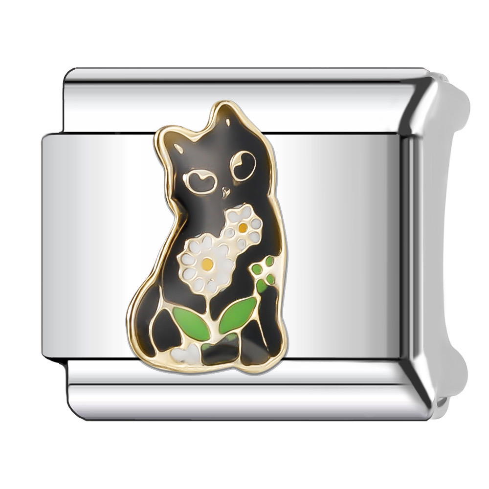 black cat holding flowers Preview Image