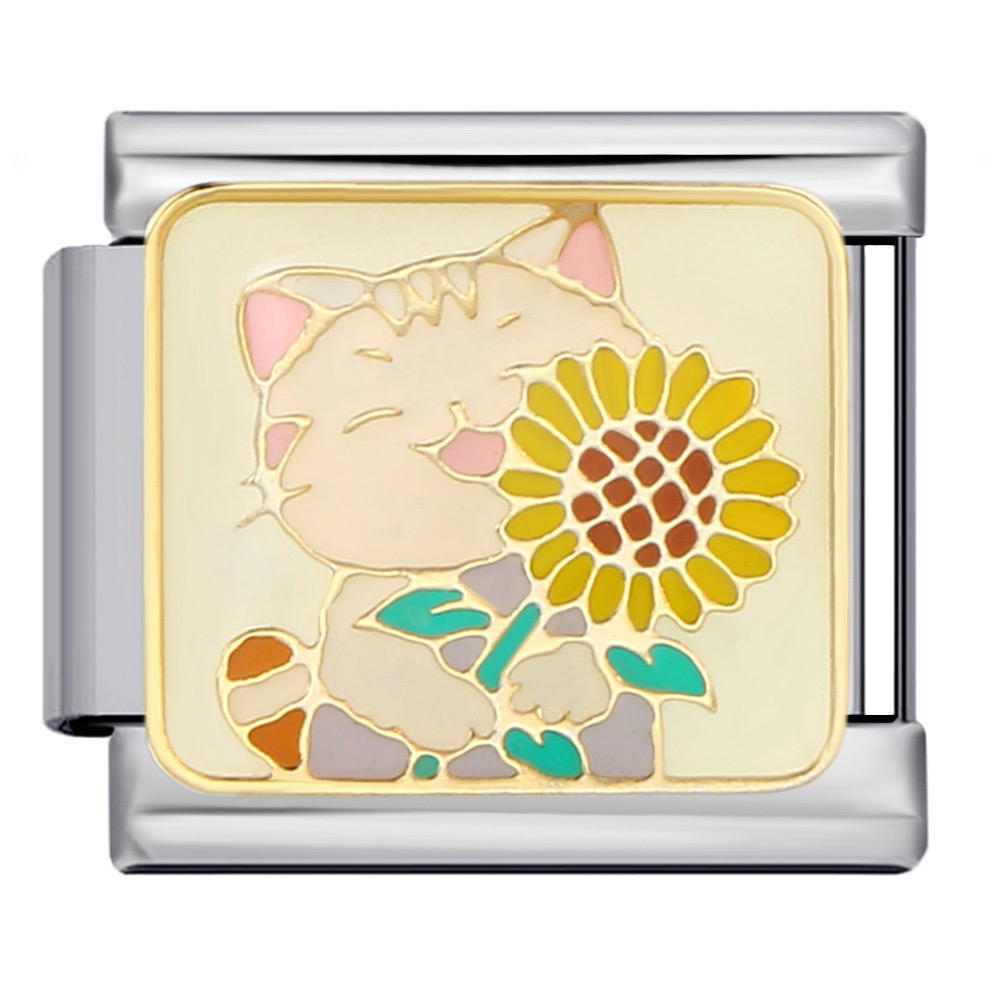 cat holding sunflower  Preview Image